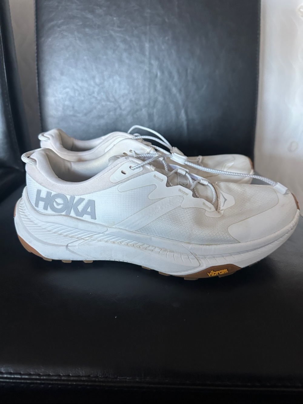 Hoka White & Gum Trail Running Shoes